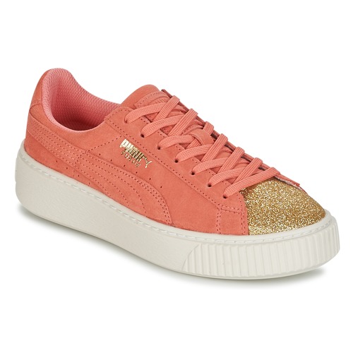 Puma SUEDE PLATFORM GLAM JR Orange / Gold - Fast delivery | Spartoo Europe  ! - Shoes Low top trainers Child 63,20 €