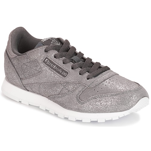 Reebok Classic CLASSIC LEATHER J Grey Metallic Fast delivery | Spartoo ! - Shoes Low top trainers Child 56,80 €