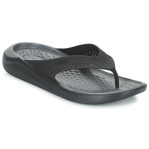 black croc flip flops