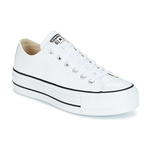 Converse CHUCK TAYLOR ALL STAR LIFT CLEAN OX LEATHER White - Fast delivery  | Spartoo Europe ! - Shoes Low top trainers Women 99,00 €