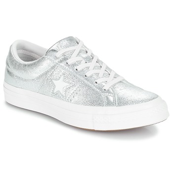 converse silver trainers