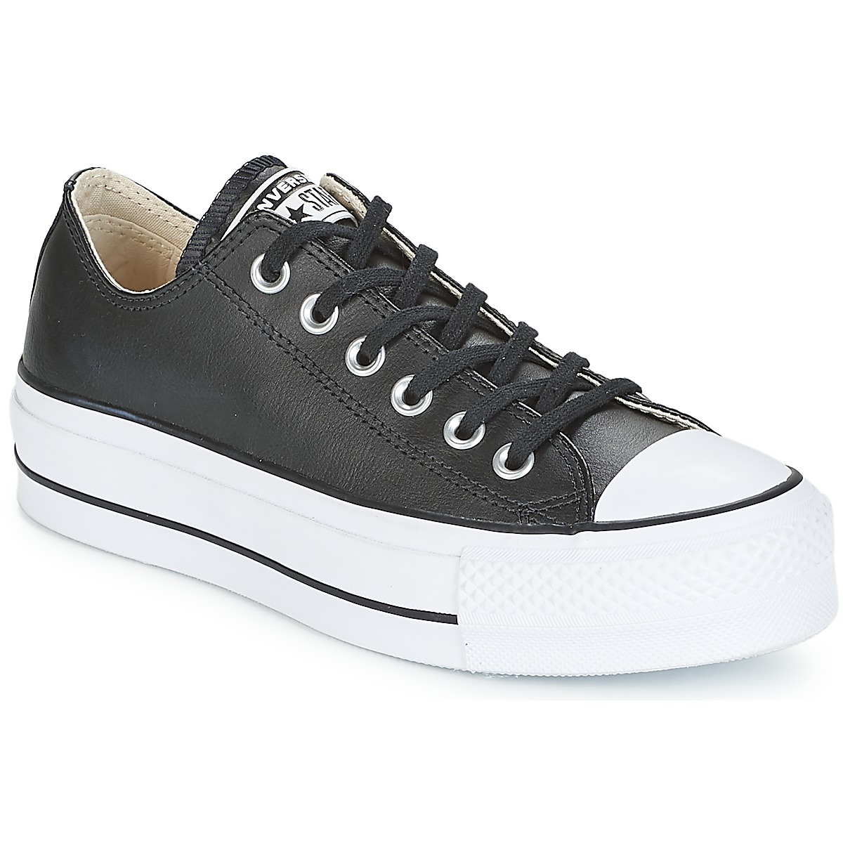 Converse CHUCK TAYLOR ALL STAR LIFT CLEAN OX LEATHER Black / White - Fast  delivery | Spartoo Europe ! - Shoes Low top trainers Women 99,00 €